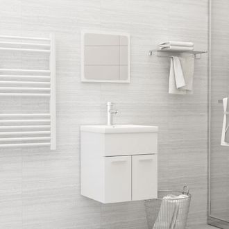 Berkfield Home Bathroom Furniture Set High Gloss White Engineered Wood