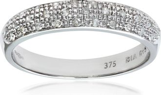 Jewelco London 9ct White Gold Diamond Scattered 3 Row Beaded Eternity Ring 3mm - PR0AXL4827W