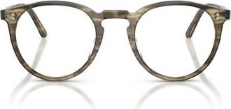 Oliver Peoples OMalley 47mm Round Optical Glasses in Soft Olive Bark/Demo Lens at Nordstrom