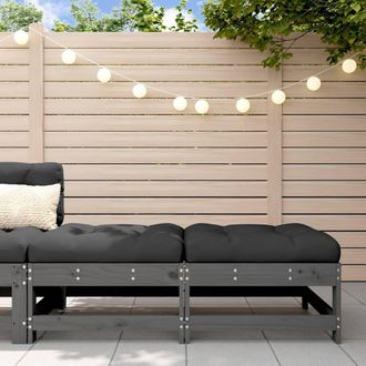 Berkfield Home Garden Footstools with Cushions 2pcs Grey Solid Wood Pine