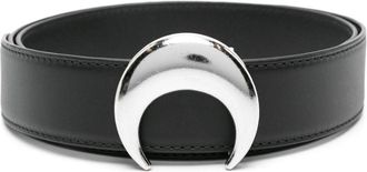 Marine Serre moon-buckle leather belt - men - Calf Leather - 90 - Black