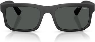 A|X Armani Exchange 56mm Square Sunglasses in Matte Black /Dark Grey at Nordstrom