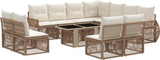 vidaXL Conjunto De Sof&aacute;s De Jard&iacute;n 12 Uds. Beige Y Blanco Crema Vidaxl