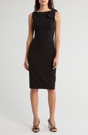 Calvin Klein Shoulder Bow Sleeveless Sheath Dress in Black at Nordstrom Rack, Size 12