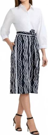 Foxcroft Esther Braided Belts 3/4 Sleeve Dress In Black/white