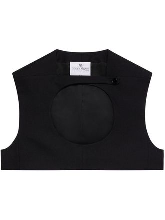Courr&egrave;ges virgin-wool cropped top - Black