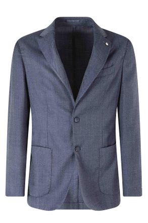 L.B.M. 1911 Blue Spinato Wool-Blend Single-Breasted Blazer