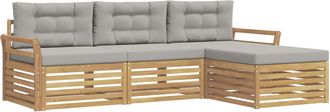 vidaXL Conjunto De Sof&aacute;s De Exterior 4 Uds. Blanco Y Gris Claro Vidaxl