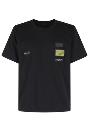 Maison Margiela Black Patch Logo-Patch Short-Sleeve Cotton T-Shirt