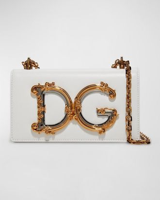 Dolce & Gabbana DG Girls Barocco Leather Shoulder Bag