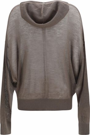 Rick Owens Womens Semi-Sheer Knit Hoodie Dust Kashmir-Capra Hircus Knitwear Kashmir/capra Sweater