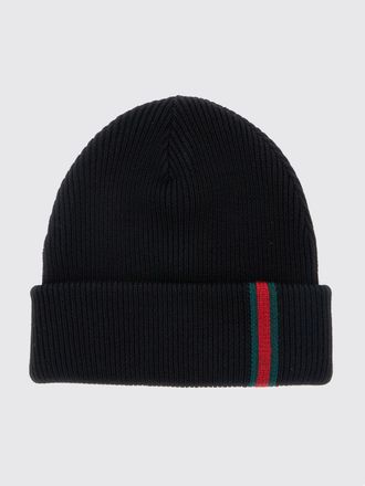 Gucci Beanie in lana a coste con dettaglio Web e risvolto