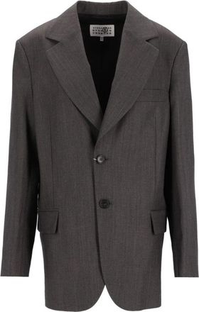 Maison Margiela Enkelrijig Jasje - Dames - Blazers - Grijs - M - Katoen - Jassen