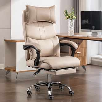 STILVORA Silla De Oficina Ergon&oacute;mica, Silla De Jefe De Tela Tecnol&oacute;gica, Silla De Escritorio Ajustable En Altura Con Soporte Lumbar Ajustable Doble Beige