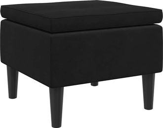 vidaXL Taburete Con Patas De Madera Terciopelo Negro Vidaxl
