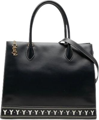 Saint Laurent Pre-owned Leren Tote Bag - Dames - Vintage Shopper - Zwart - ONE Size - Leer - Vintage