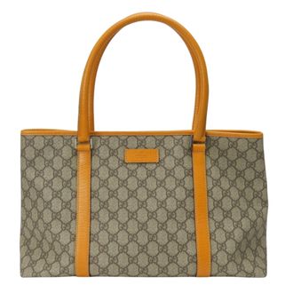 Gucci Beige Orange Gg Supreme Canvas Leather Tote Bag (Pre-Owned)