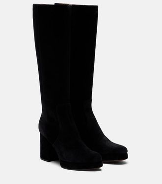 Valentino Garavani Fawcette VLogo suede knee-high boots