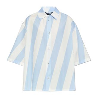Jacquemus Short Sleeve Shirts, male, Blue, Size: XL The Triangle shirt
