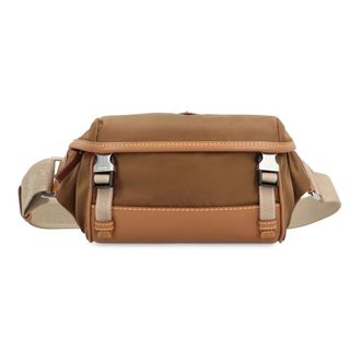 Prada Nylon Messenger Tas met Leren Details - Heren - Heuptassen - Bruin - ONE Size - Nylon - Tassen