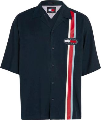 Tommy Jeans Archive Relaxed Fit Overshirt - Heren - Korte mouwen Overhemden - Blauw - XS - Katoen - Overhemden