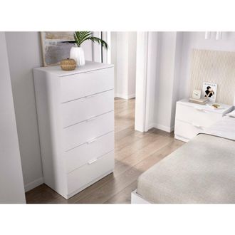 Dmora Cassettiera Cas, Settimino multiuso, Comò camera da letto, Mobile con cassetti, 61x39 h110 cm, Bianco - Dmora