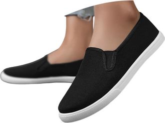 Generic Low-Top Slip Ons Shoes Womens Fashion Sneakers Casual Canvas Sneakers for Women Comfortable Flats Breathable Padded Insole Slip on Sneakers Women Low 