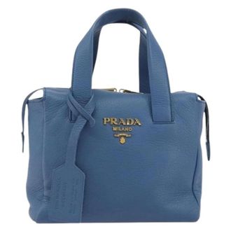 Prada Pre-owned Leren Handtas - Dames - Pre-owned - Blauw - Maat: ONE Size Leer