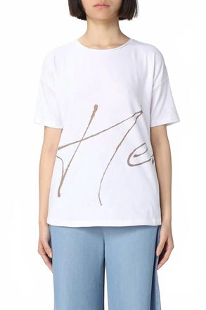 Herno Logo Print Stretch T-Shirt In Open White