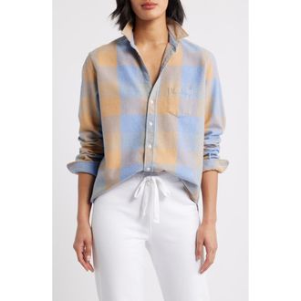 Frank & Eileen Eileen Relaxed Button-Up Shirt in Large Blue Camel Check at Nordstrom, Size Xx-Small
