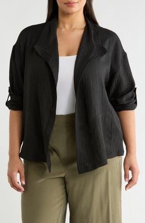 Max Studio Textured Open Front Jacket in Black at Nordstrom Rack, Size 3X