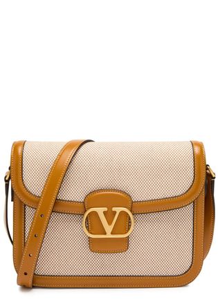 Valentino Garavani 9to5 Canvas and Leather Shoulder bag - Natural - One Size