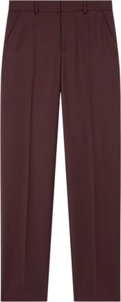 Frankie Shop Burgundy Wool Blend Straight Front Pleat Straight-Leg Pants