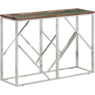 vidaXL Vidaxl - Tavolino Salotto Argento in Acciaio Inox e Legno di Recupero