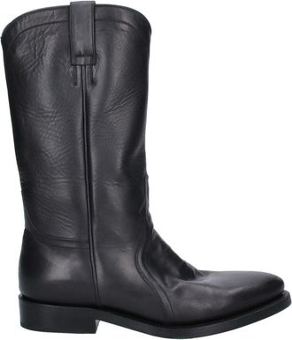 Jil Sander Mid-Calf Black Calf Leather Slip-On Boots