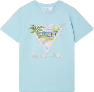Casablanca Mens Tennis Club Icon Pale Blue T-shirt Cotton - Size 3XL