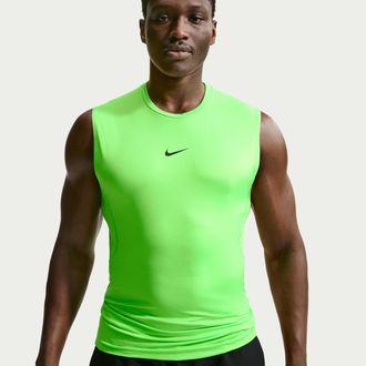 Nike Mens Nike Pro Dri-FIT Tight Sleeveless Fitness Top in Green | FB7914-398