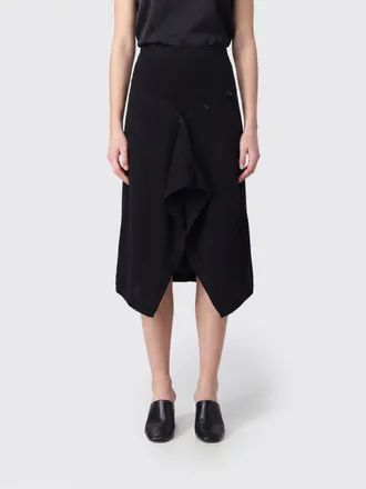 Christophe Lemaire Gonna midi asimmetrica in maglia di misto lana a vita alta