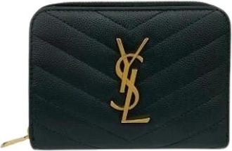 Saint Laurent Pre-owned Lederen Portemonnee - Dames - Vintage Accessoires - Zwart - ONE Size - Leer - Vintage