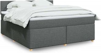 vidaXL Vidaxl - Cama Box Spring Con Colch&oacute;n Tela Gris Oscuro 180x200 Cm