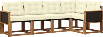 vidaXL Conjunto De Sof&aacute;s De Exterior 5 Uds. Natural Y Crema Vidaxl