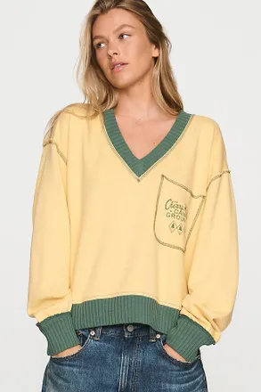 Pilcro 100% Cotton V-Neck Graphic Sweatshirt