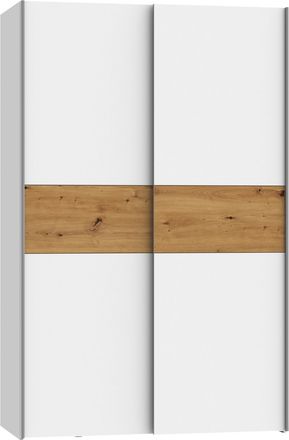 CARRYHOME Schwebetürenschrank, Weiß, Eichefarben, Metall, 2 Fächer, 120x190.5x61.2 cm, Schlafzimmer, Komplette Schlafzimmer und Serien