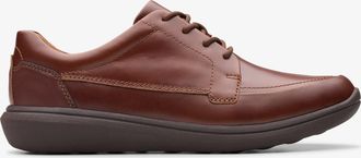 Clarks Mens Watchet Lace Dark Tan Leather Shoes - Brown - Size 10.5 Wide Fit (UK Shoe)