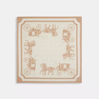 Coach Signature Horse And Carriage Silk Square Scarf