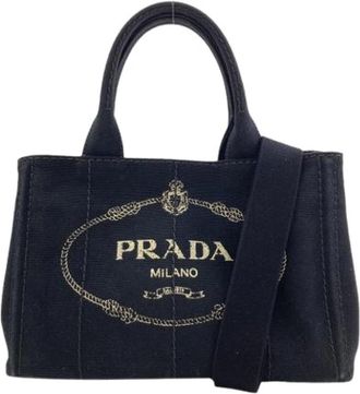 Prada Pre-owned Tote Bags, female, Black, Size: ONE SIZE Pre-owned Canapa Handbag