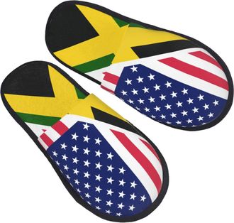 Generic Shoes American And Jamaican Flag Cotton Slippers Soft Sliders For Big Kid Adult Outdoor M