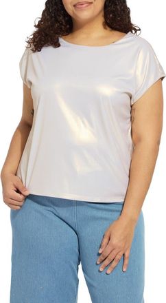 Lyss&eacute; Foil Jersey Top (Plus) in White Gold at Nordstrom, Size 1 X