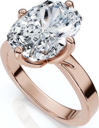 Pompeii3 Certified 4Ct Elongated Cushion Diamond Cigar Band Engagement Ring Lab Grown