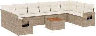 vidaXL Set De Sof&aacute;s De Jard&iacute;n 11pzas Con Cojines Rat&aacute;n Sint&eacute;tico Beige Vidaxl